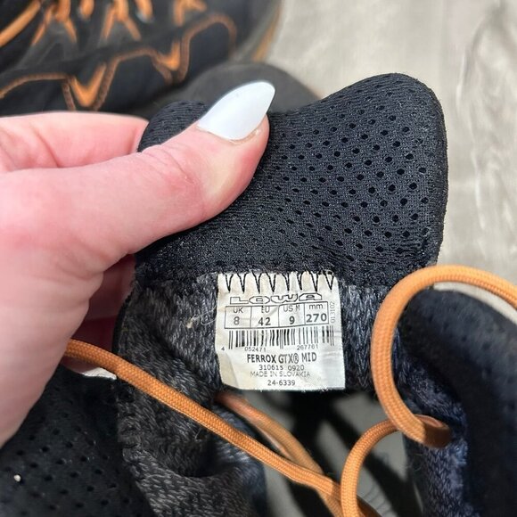 LOWA LINO GTX Mid Outdoor Waterproof Orange Black Work Boots Men’s Size 9 - Picture 7 of 7